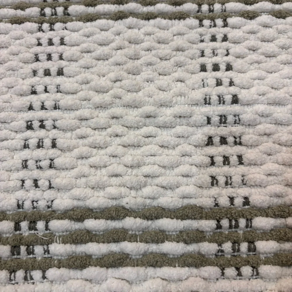 Hearth & Hand Cream and pale olive green open plaid Bath Rug machine washable
